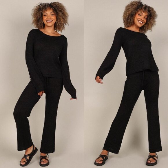 SNDYS NEW Majid Loungewear Black Two Piece Matching Set Sweater Trousers Size S - Picture 3 of 14